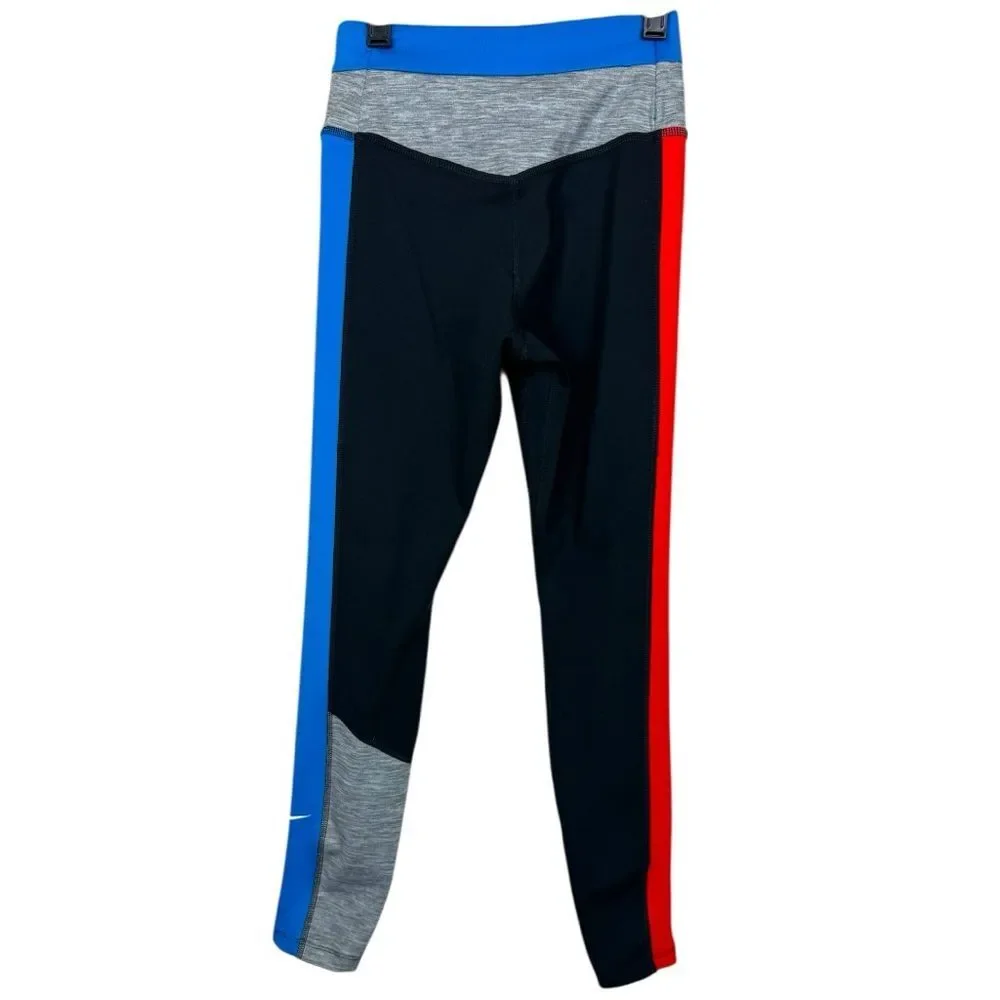 🥑5/$25 Nike One Women's Color-Block 7/8 Leggings black red blue sz XS